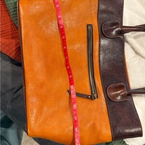Straight from a market in Florence  Orange and Brown Leather Tote Bag